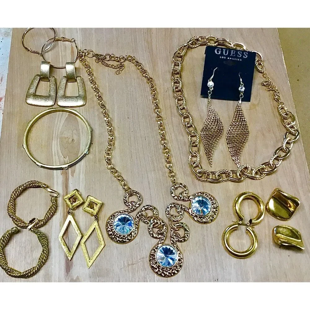 Chunky Gold Tone Slightly Punk, Perfect for Work Curated Jewelry Bundle
